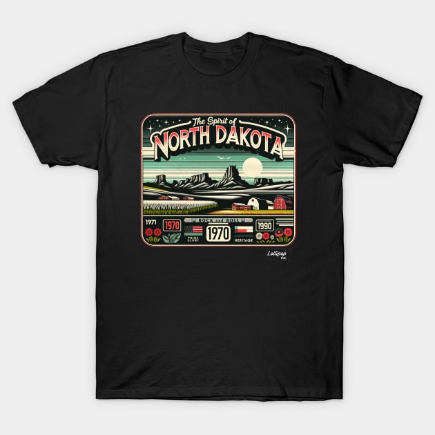 Dakota Frontier: Rustic Retro of the North - American Vintage Retro style USA State T-Shirt by LollipopINC